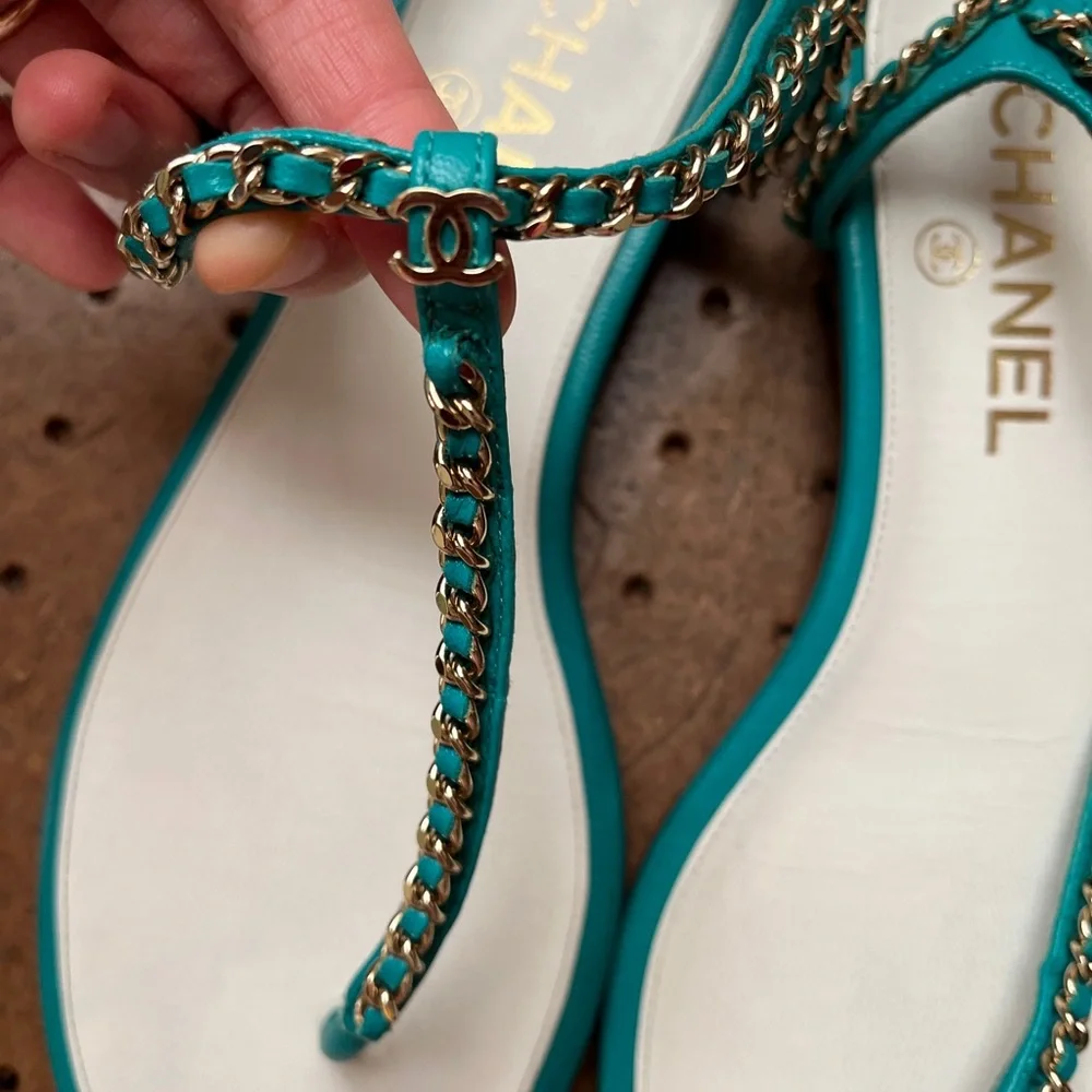Taking offers! Tiffany blue Chanel sandals 38